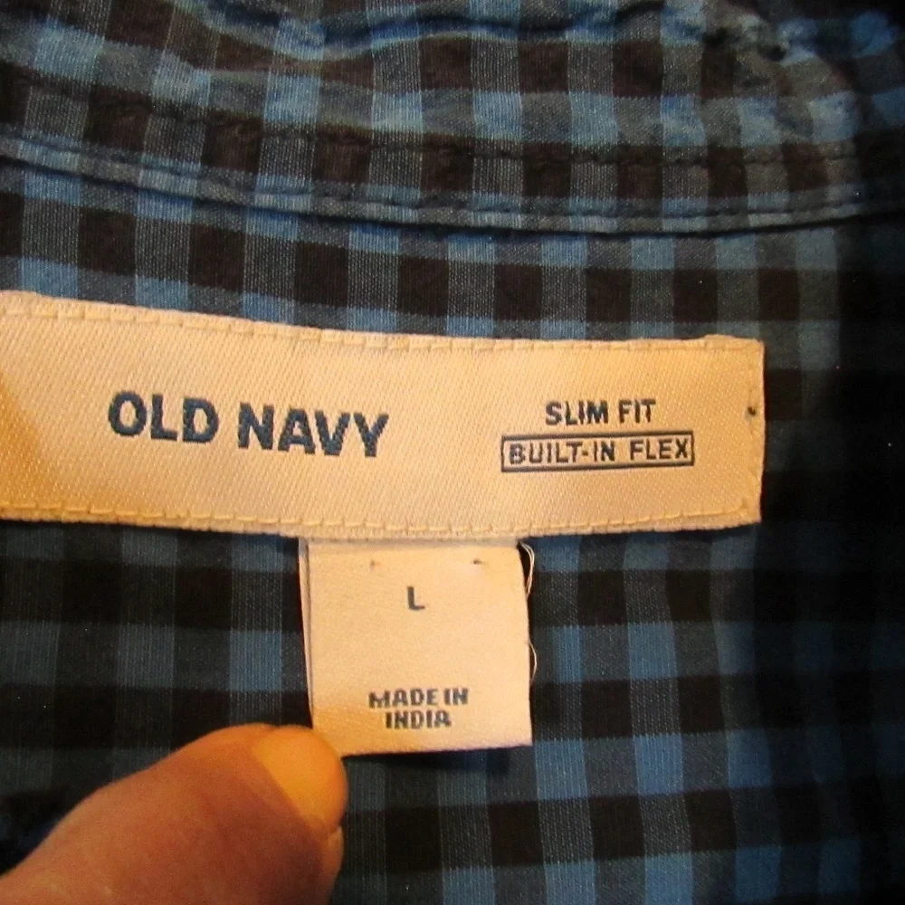 Old Navy Blue Checkered Casual Button Down Shirt